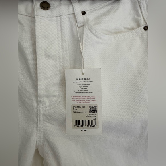 NWT Sezane Women's Straight Leg Brut Sexy Jeans in Ecru - Picture 6 of 8
